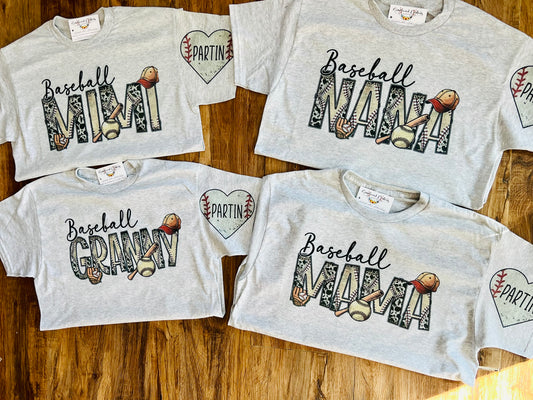 Baseball Mama, Nana, Grandma, Mimi, etc Themed Shirts!